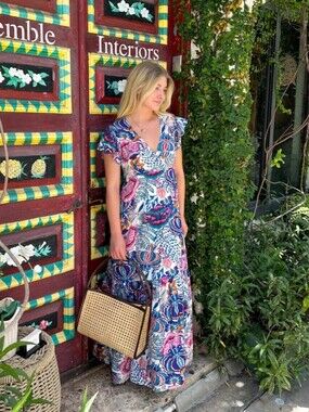 Walker & Wade Serena Maxi Dress Fuchsia Multi Small